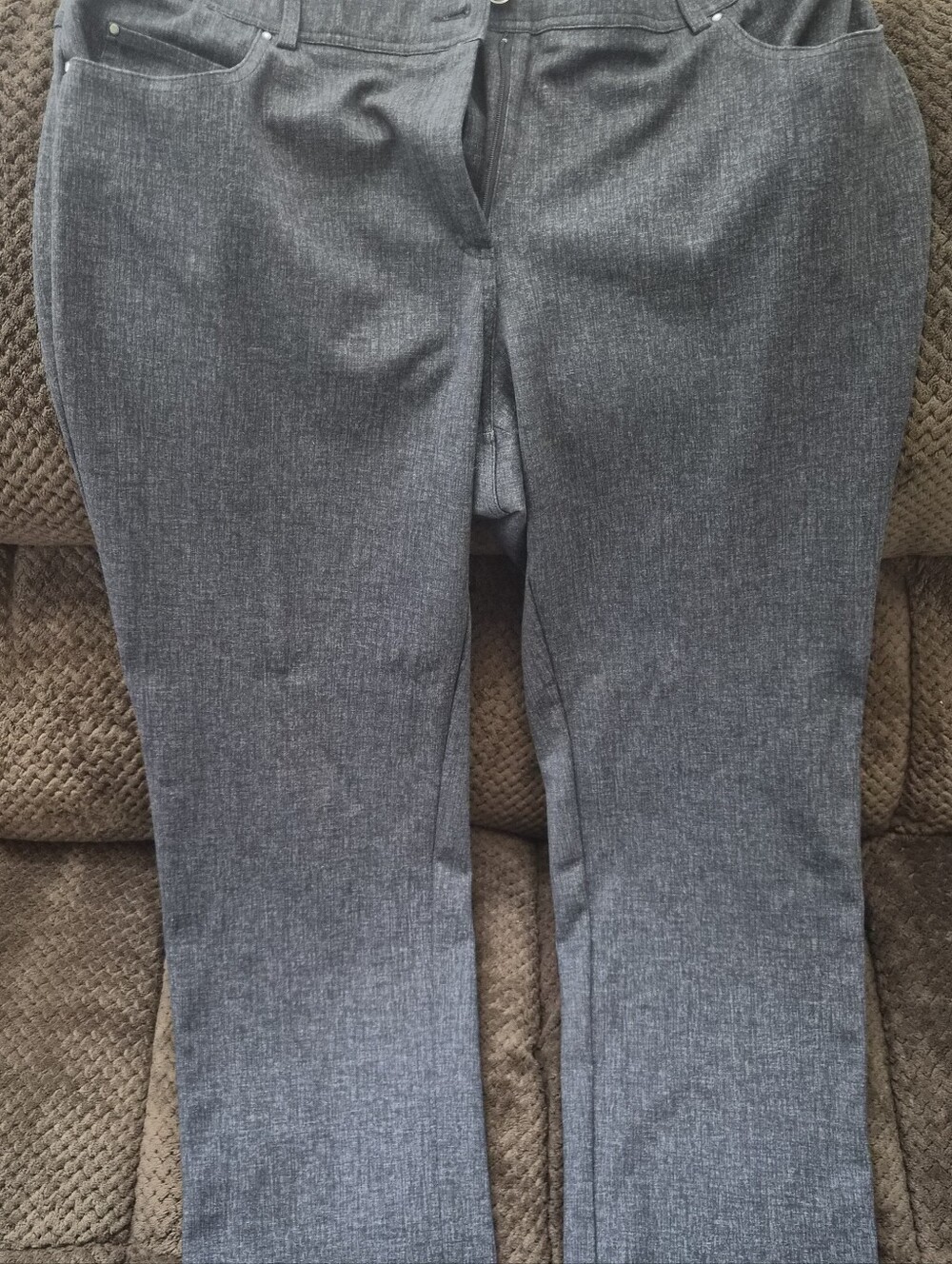 Gray Heather Knit Straight-Leg Pants